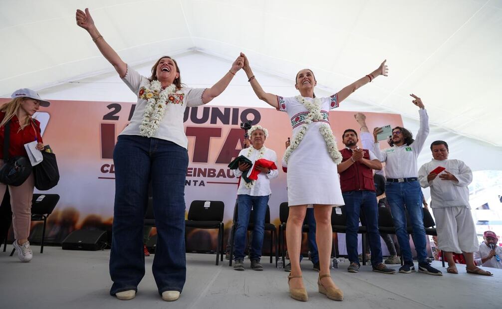 Conferencia de prensa que encabezan Claudia Sheinbaum y Rocío Nahle en un hotel de Boca del Río, Veracruz. Foto: Diego SImón / EL UNIVERSAL