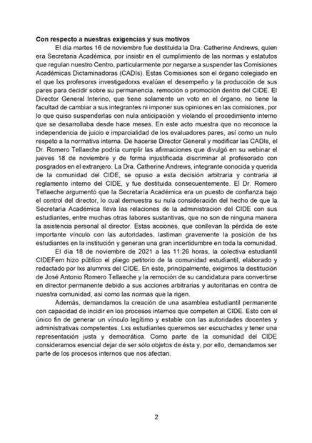 “Un insulto que una autoridad impuesta nos acuse de manipulables y miopes”: estudiantes del CIDE 