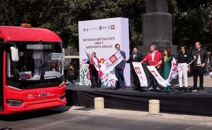 Brugada da banderazo de salida a 19 metrobuses para ampliar Línea 4 hasta Aeropuerto; buscan mejorar traslado de turistas rumbo al mundial 2026