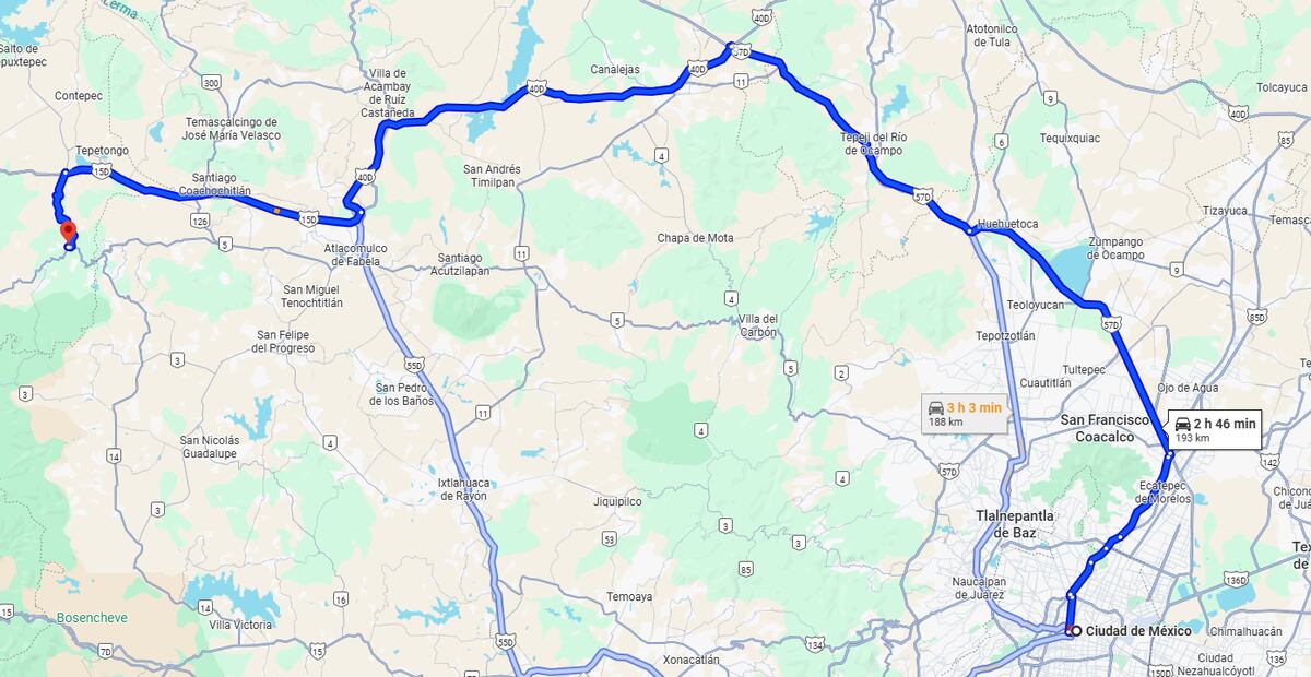 Ruta 1 a Tlalpujahua. Foto: Captura de pantalla