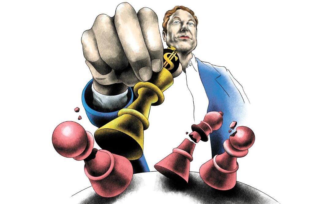 Elon Musk, poder sin control en la Casa Blanca. Ilustración de Ani Cortés
