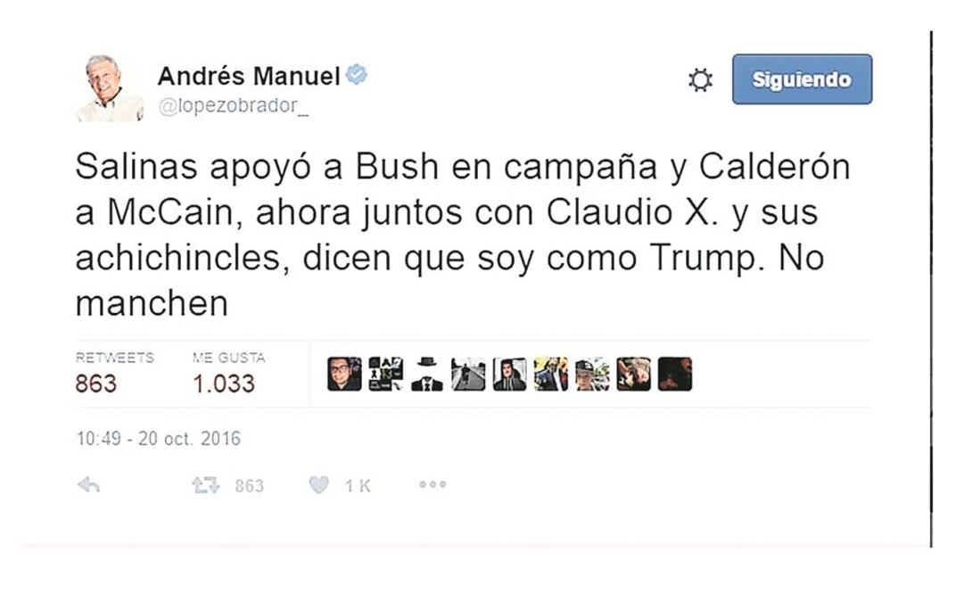 López Obrador afirma que las comparaciones con Donald Trump son parte de una campaña organizada en su contra