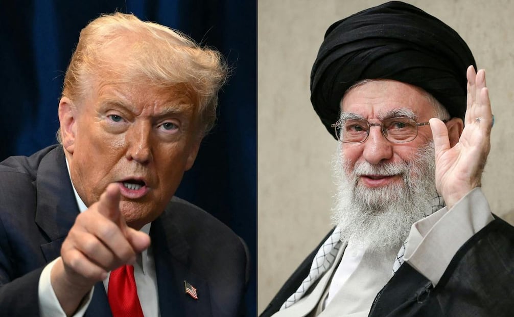 El presidente de Estados Unidos, Donald Trump, y el ayatolá Alí Jamenei, líder supremo de Irán que fue abatido en los ataques del sábado. Foto: AFP