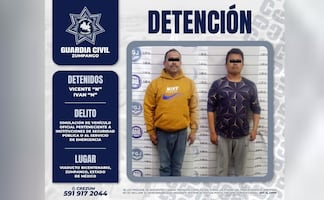 Caen dos sujetos tras ser sorpendidos a bordo de camioneta; simulaba ser un vehículo oficial