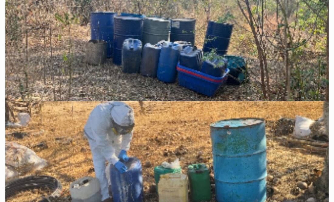 Aseguran casi dos mil litros de diversas sustancias en los municipios de Culiacán y Cósala y Concordia en Sinaloa (15/05/2025). Foto: Especial