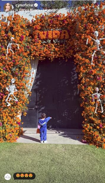 León, hijo de Carlos Rivera y Cynthia Rodríguez en Huamantla durante el Día de Muertos.
