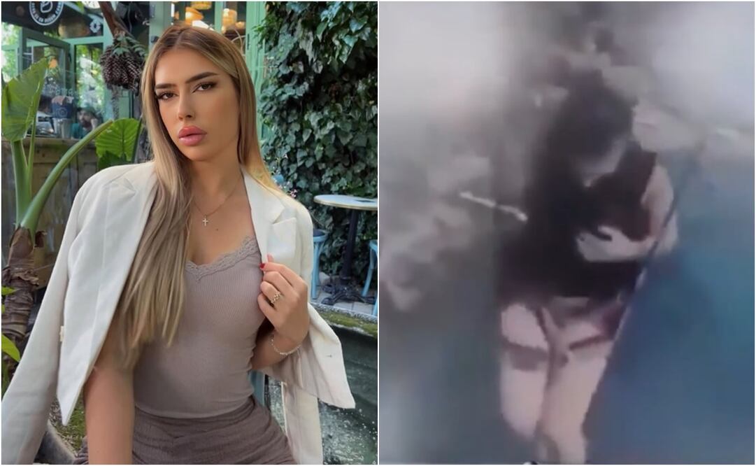 Por medio de la plataforma X, un usuario compartió el momento exacto en que la influencer comenzó a quitarse el cinturón de seguridad y cayó al vacío. Foto: X