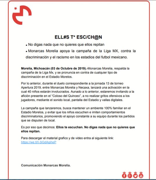 Morelia se suma a campaña contra el grito de "Ehh Pu..."