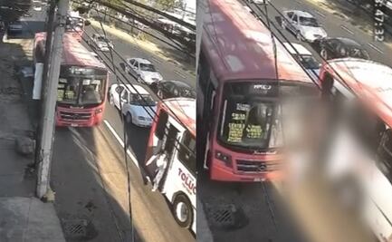 ¡Por poco! Mujer se salva de ser arrollada por un camión en Edomex; video se vuelve viral en redes