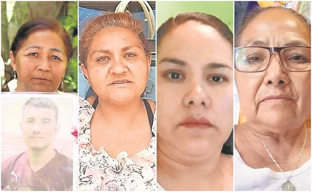 De izquiera a derecha: Rosario Rodíguez (buscaba a su hijo) / Esmeralda Gallardo (buscaba a su hija) / María Carmela Vázquez (buscaba a su hijo) / Teresa Magueyal (buscaba a su hijo). Fotos: Amalia Escobar / Especial