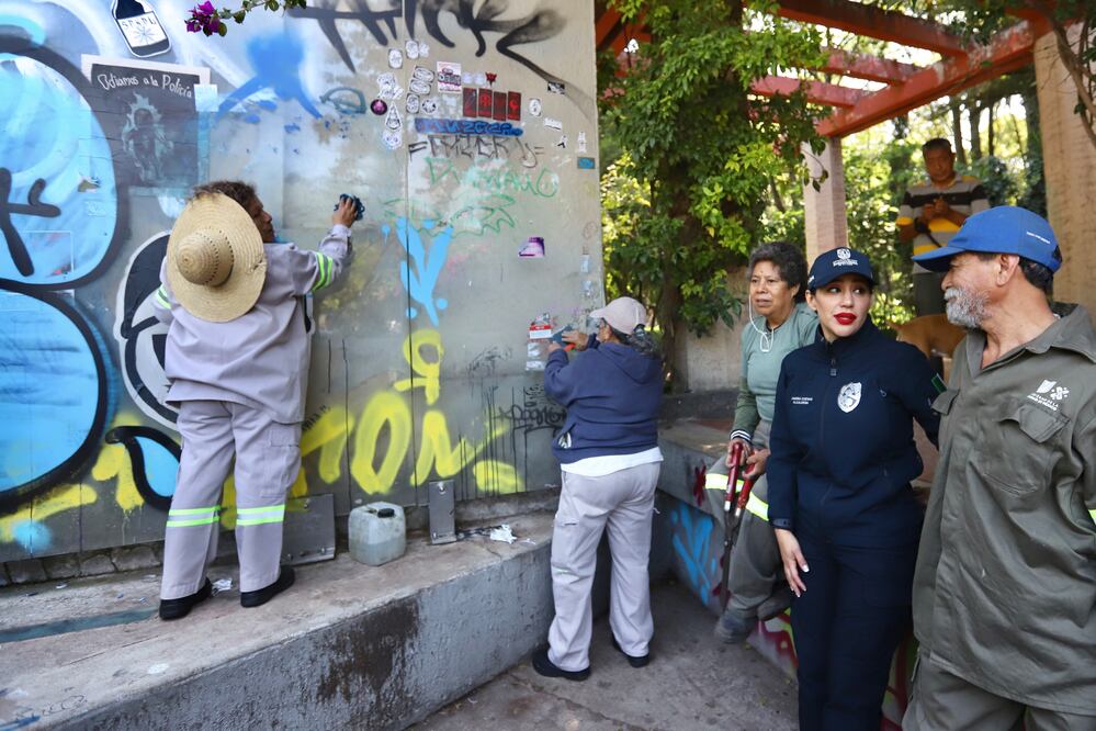 Conferencia de prensa de la Alcaldesa Sandra Cuevas acerca de la vandalización que sufrió el Foro Lindbergh ubicado en el Parque México. Fotos: Berenice Fregoso El universal