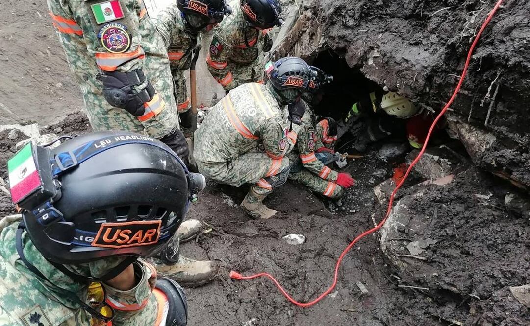 Guardia Nacional y Ejército activan planes GN-A y DN-III-E, tras deslave de cerro en Jilotzingo. Foto: Sedena