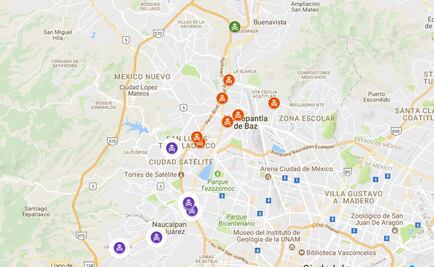 Mapa. Asesinatos durante asaltos a transporte al poniente de Edomex