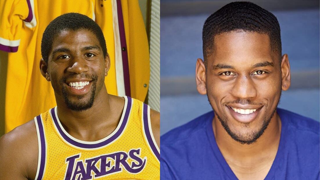 Quincy Isaiah como Magic Johnson. Fuente: Twitter @nss_sports_