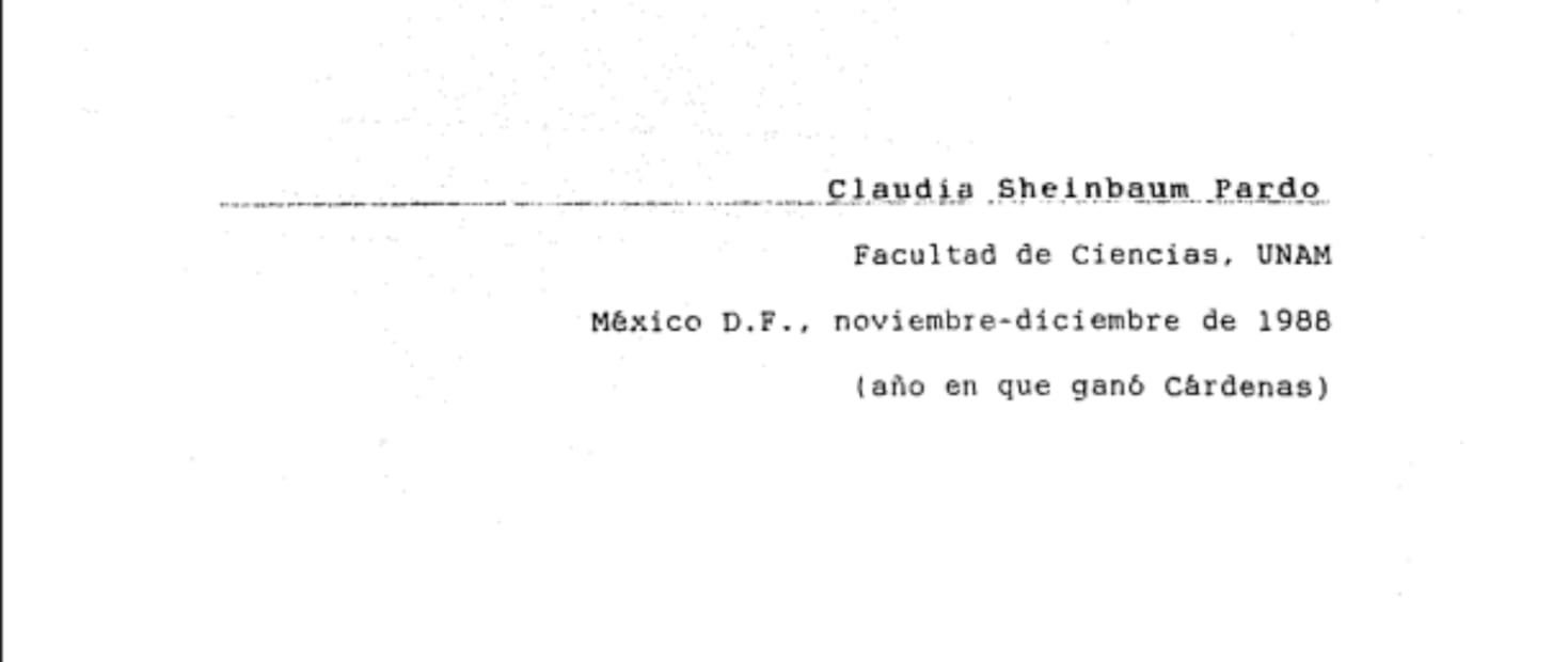 Mención a Cuauhtémoc Cárdenas en la tesis de Licenciatura de la presidenta Claudia Sheinbaum. Foto: Especial