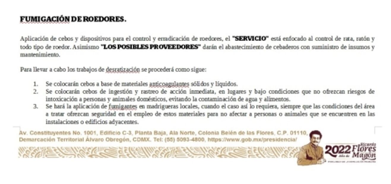 Van por ratas, ratones y piojos: Presidencia lanza licitación para acabar con fauna nociva en Palacio Nacional 