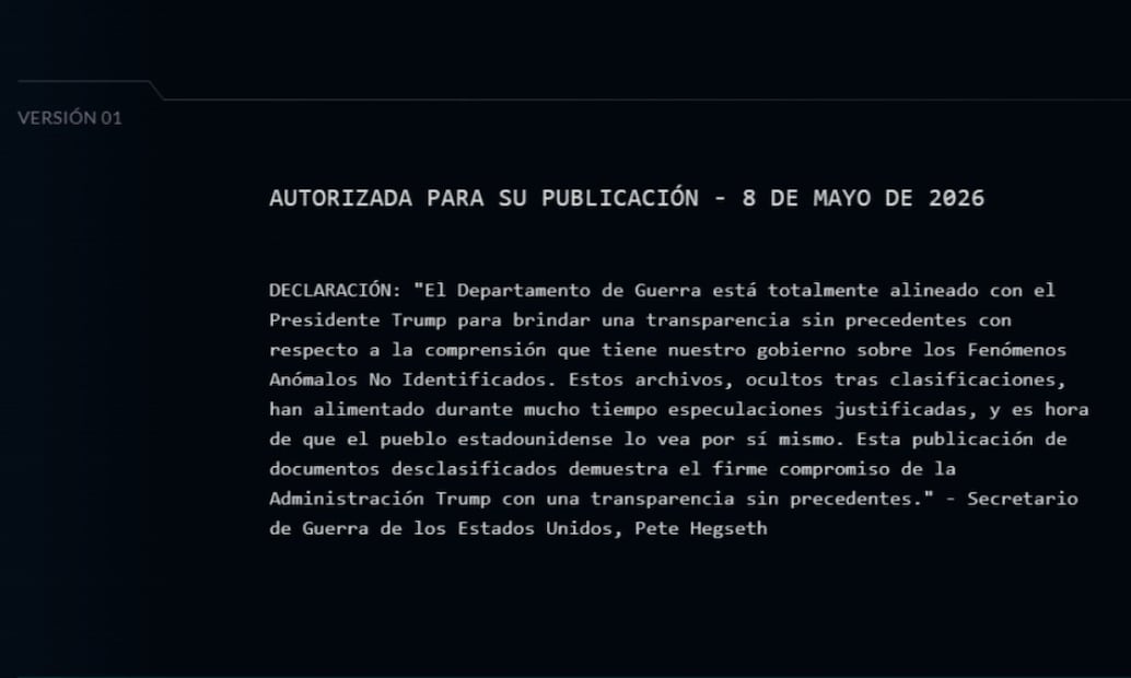 Sistema Presidencial de Desclasificación e Informes sobre Encuentros con Fenómenos Aéreos No Identificados. Foto: Captura de Pantalla