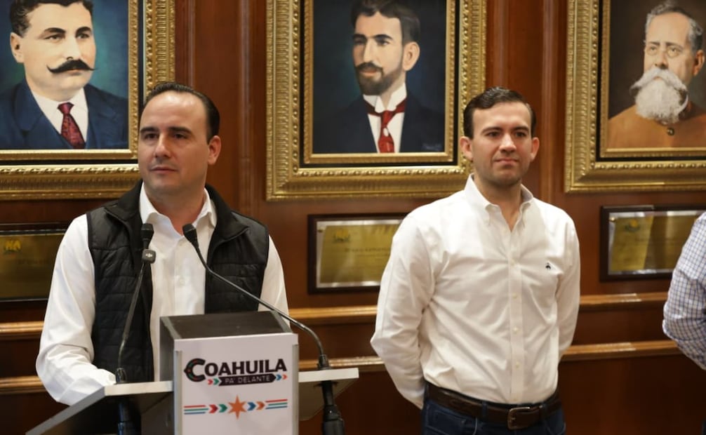 Gobernador Manolo Jiménez da un mensaje a medios de comunicación desde el Palacio de Gobierno este 8 de junio de 2026, un día después de la elección en Coahuila. Foto: Fernanda Rojas/ EL UNIVERSAL
