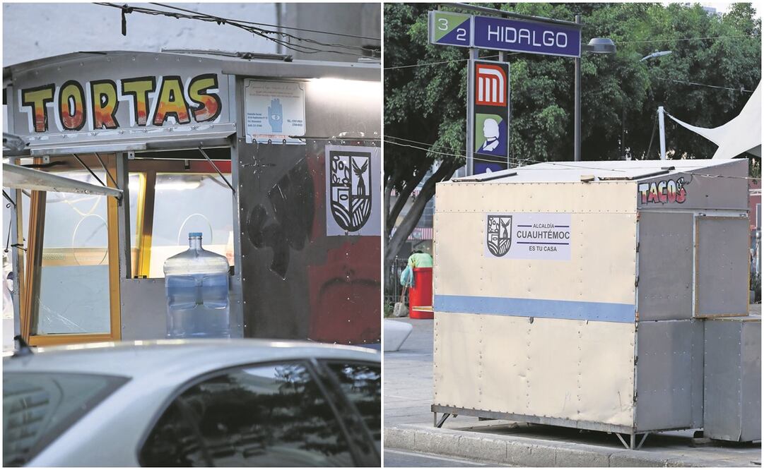El colorido y la picardía de los rótulos de puestos ambulantes, especialmente de comida, en Cuauhtémoc, han desaparecido. Hoy lucen de blanco con el logo de la alcaldía. Fotos: VALENTE ROSAS. el universal 