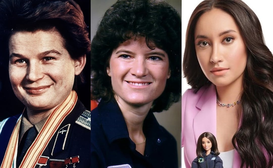 La rusa Valentina Tereshkova, la estadounidense Sally Ride y la mexicana Katia Echazarreta Foto: AP /Tass/ AP /NASA/ @katvoltage