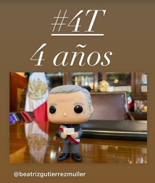 Con funko, Beatriz Gutiérrez Müller agradece a AMLO “4 años de profundas transformaciones”