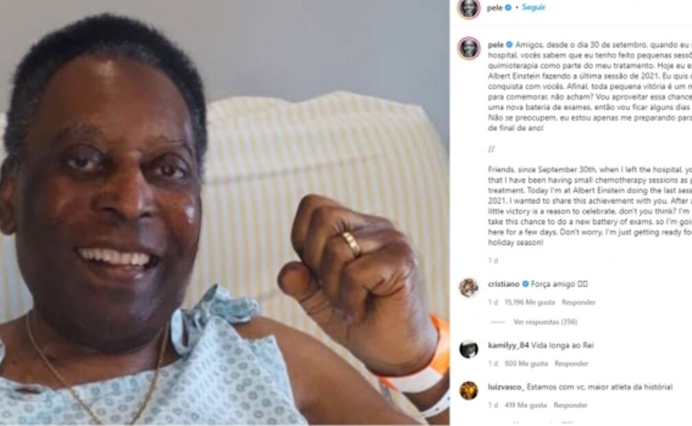 Cristiano Ronaldo manda mensaje de aliento a Pelé tras volver al hospital