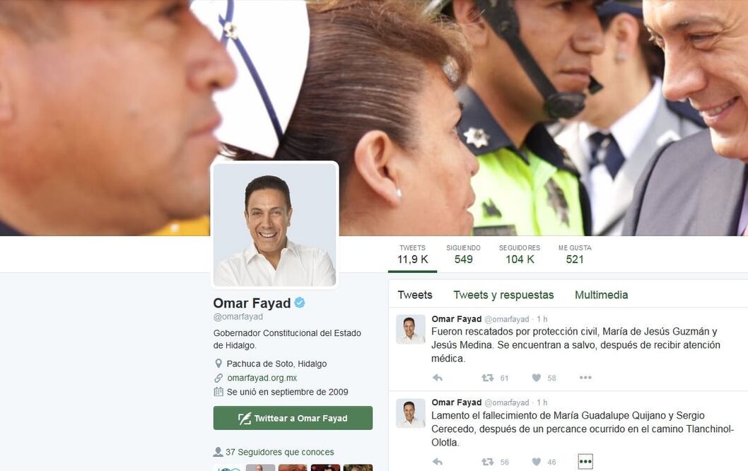 Imagen tomada del Twitter de Omar Fayad