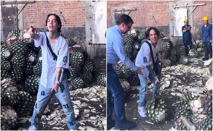 TikTok: Natanael Cano "presume" cómo se hace el tequila; no logra ni partir la piña