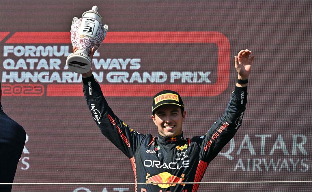 Checo Pérez fue tercero en Hungría - Foto: AFP