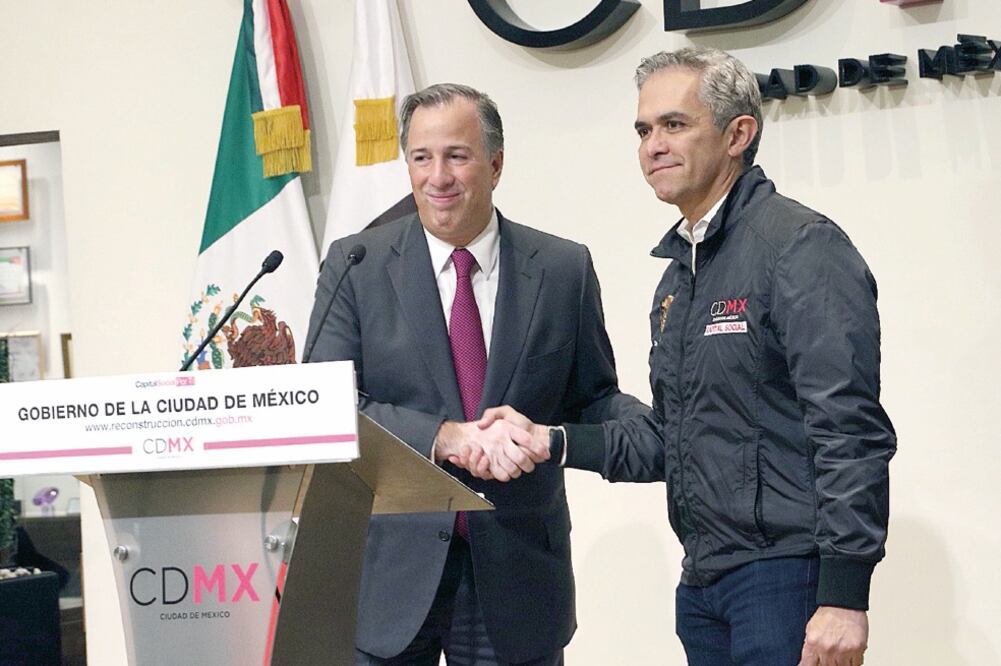 Acciones coordinadas. Miguel Ángel Mancera se reunió en privado con el titular de Hacienda, José Antonio Meade (CORTESÍA CDMX)