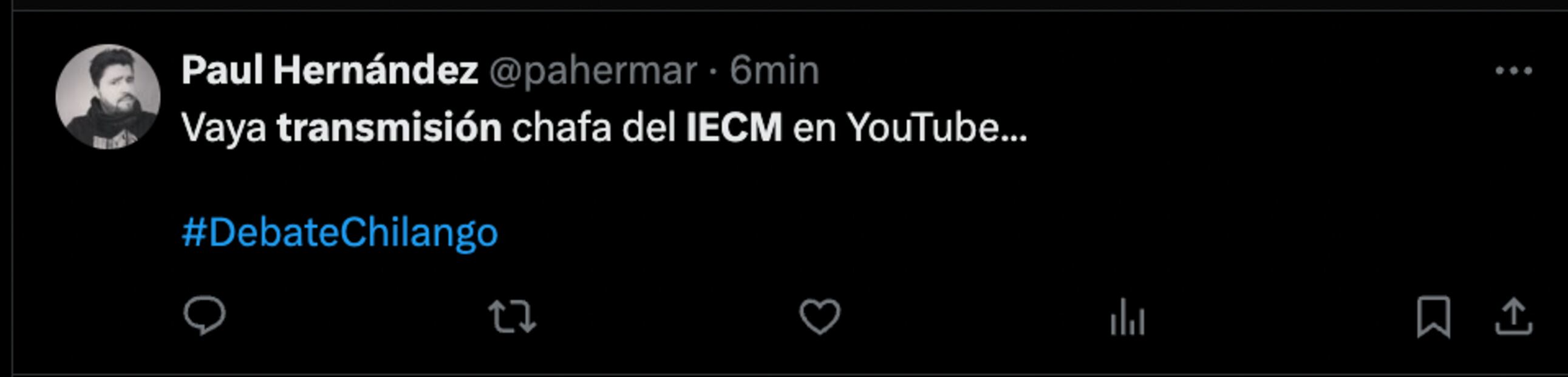 Quejas en redes sociales por fallas en transmisión del IECM. / Foto: Captura X.