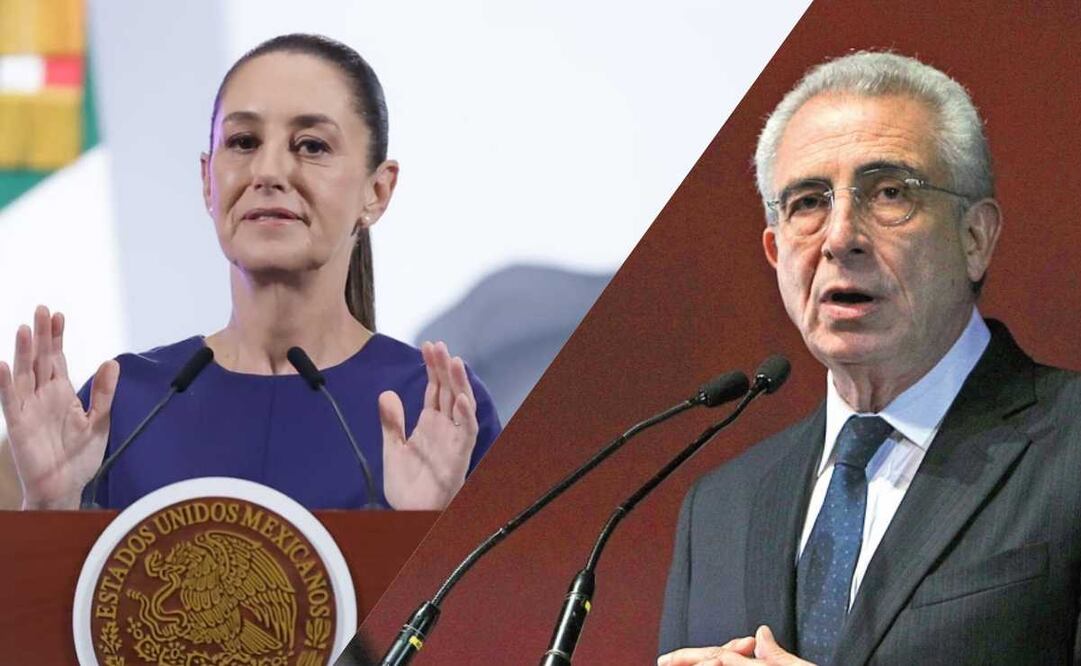 Conferencia matutina de Claudia Sheinbaum el 7 de mayo de 2025 en Palacio Nacional y el expresidente Ernesto Zedillo. Fotos: Fernanda Rojas / EL UNIVERSAL y EFE