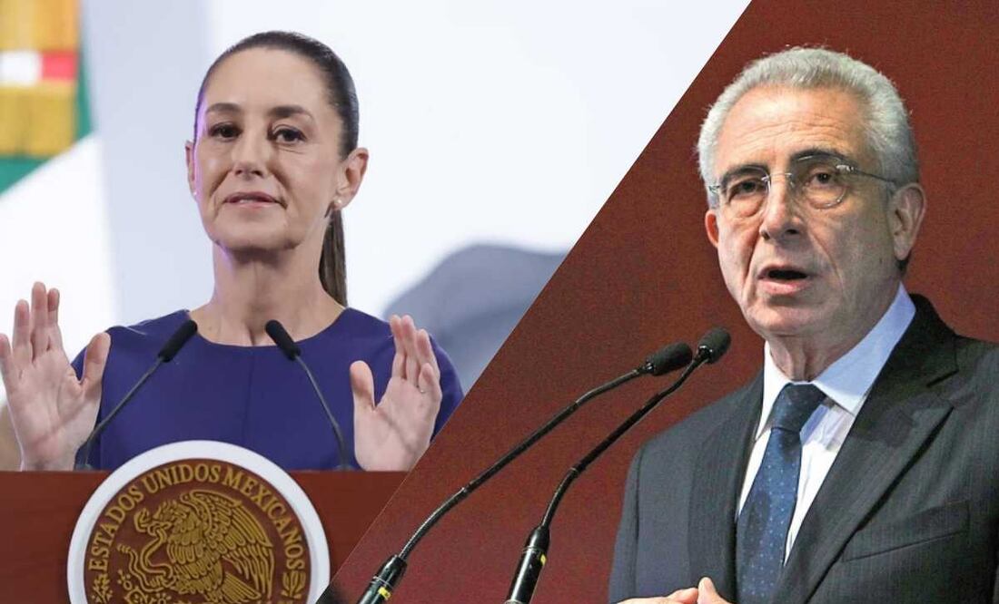 Conferencia matutina de Claudia Sheinbaum el 7 de mayo de 2025 en Palacio Nacional y el expresidente Ernesto Zedillo. Fotos: Fernanda Rojas / EL UNIVERSAL y EFE