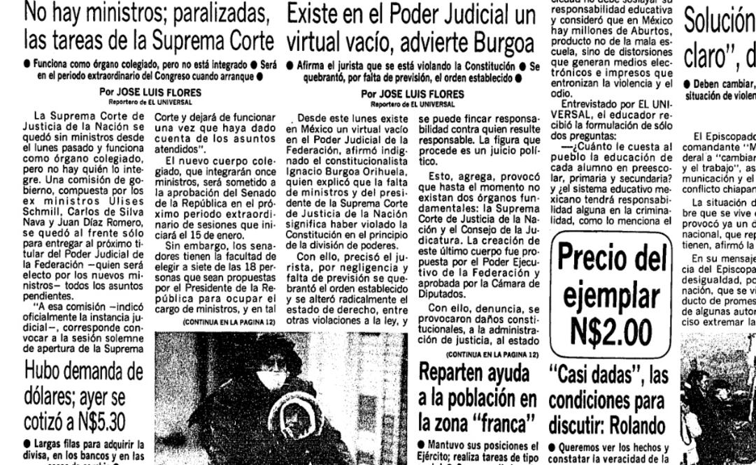 Foto: Primera plana de EL UNIVERSAL