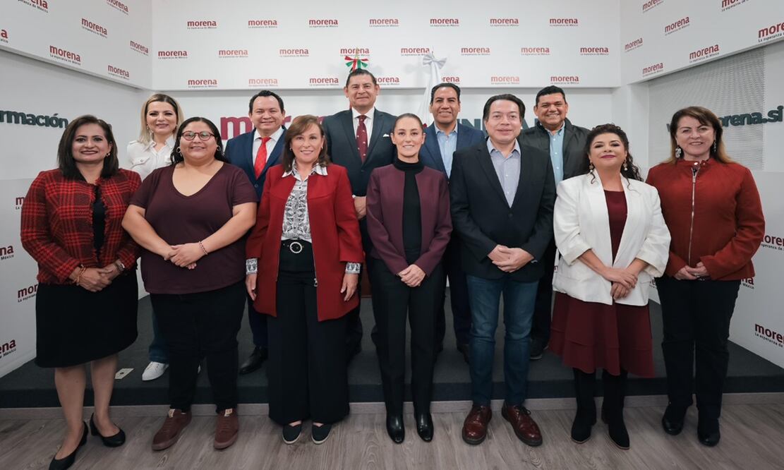 La coordinadora nacional de los Comités de la Defensa de la Cuarta Transformación, Claudia Sheinbaum, se reunió con los virtuales candidatos a las nueve gubernaturas que se disputarán en el 2024. Foto: especial