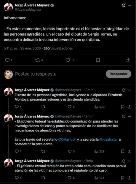 Máynez se pronuncia por los hechos (28/01/2026). Foto: Captura de pantalla