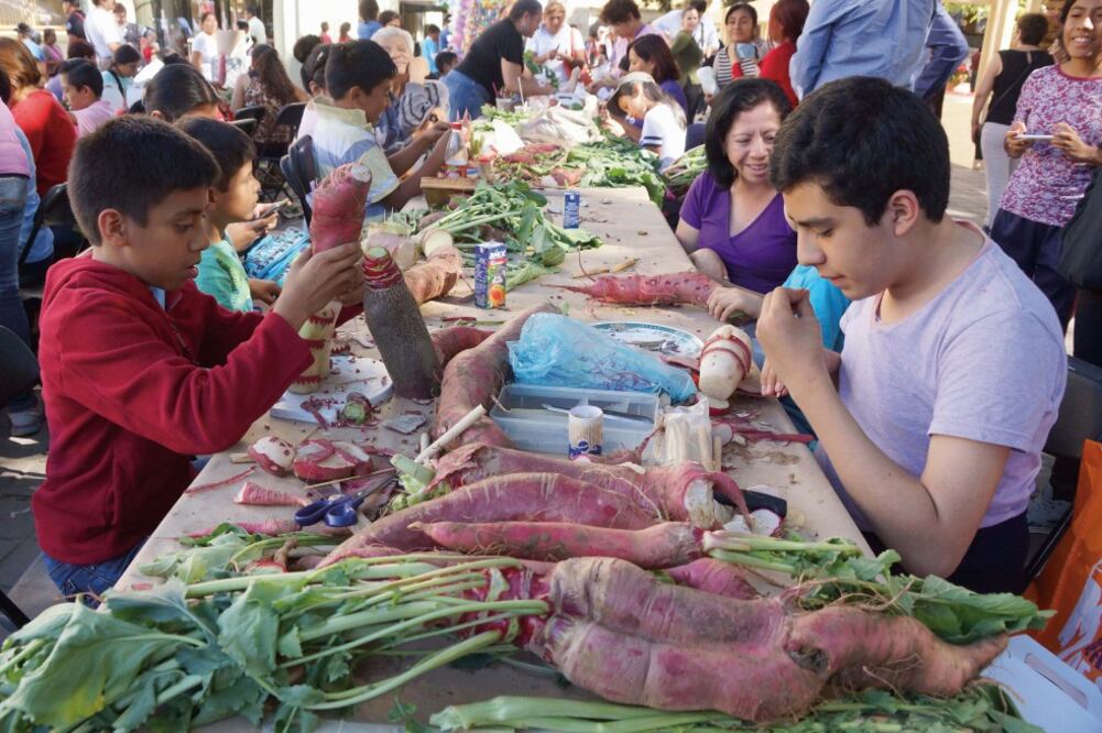 En la categoría infantil de la Noche de Rábanos están inscritos 82 niños, quienes esculpirán una figura para participar hoy en el concurso que se realizará en el zócalo de la ciudad de Oaxaca. (EDWIN HERNÁNDEZ. EL UNIVERSAL)