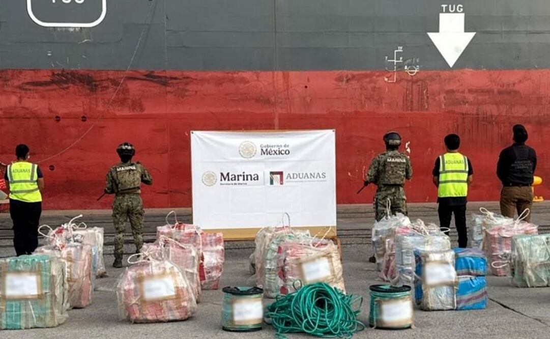 Marina asegura más de una tonelada de cocaína en el recinto portuario de Lázaro Cárdenas, Michoacán. Foto: Especial