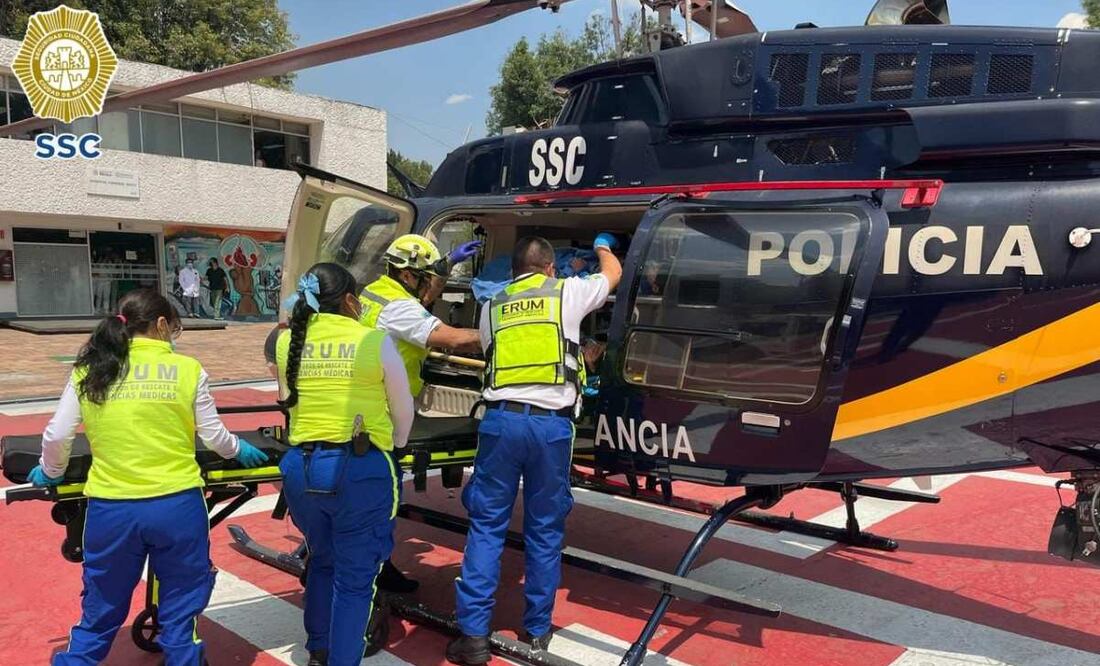 Trasladan vía aérea a cuatro niños intoxicados en Tlalpan. Foto: Especial