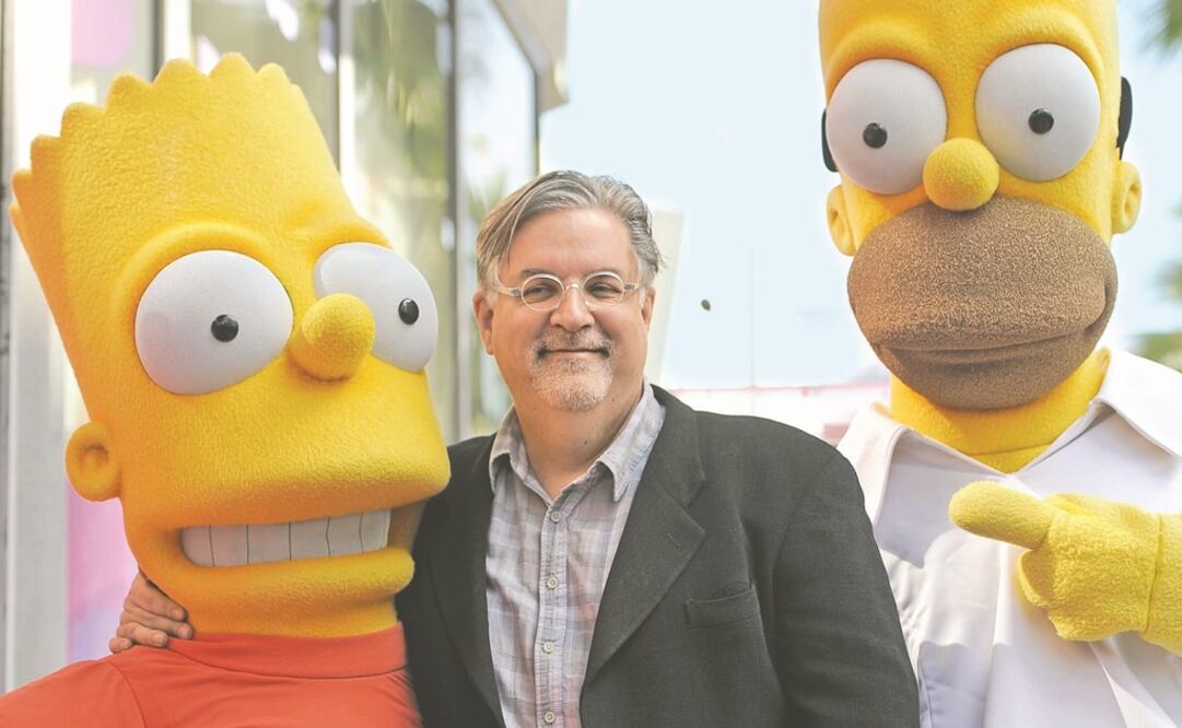 Matt Groening (aquí con Bart) tiene su propia estrella en el Paseo de la Fama de Hollywood. (Archivo /El Universal)