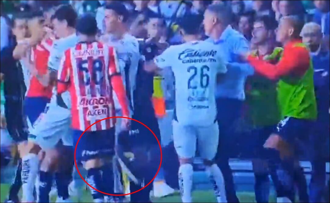 Oscar García pateó a un jugador del León; el entrenador de las Chivas fue expulsado - Foto: Captura de pantalla