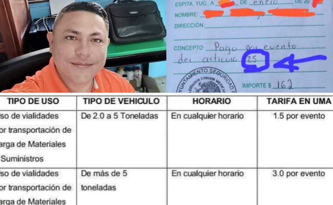 Los pobladores acusan que el Ayuntamiento de Espita, Yucatán cobra cuotas a vehículos de carga que van de 100 a 600 pesos (28/01/2025). Foto: Especial