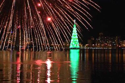 Encienden en Río de Janeiro árbol de Navidad flotante más grande del mundo