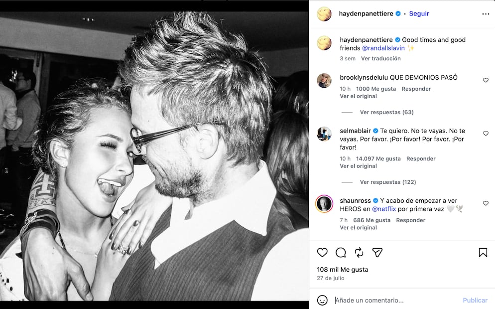 Esta fue la última publicación de Hayden Panettiere en Instagram. Foto: Captura de pantalla