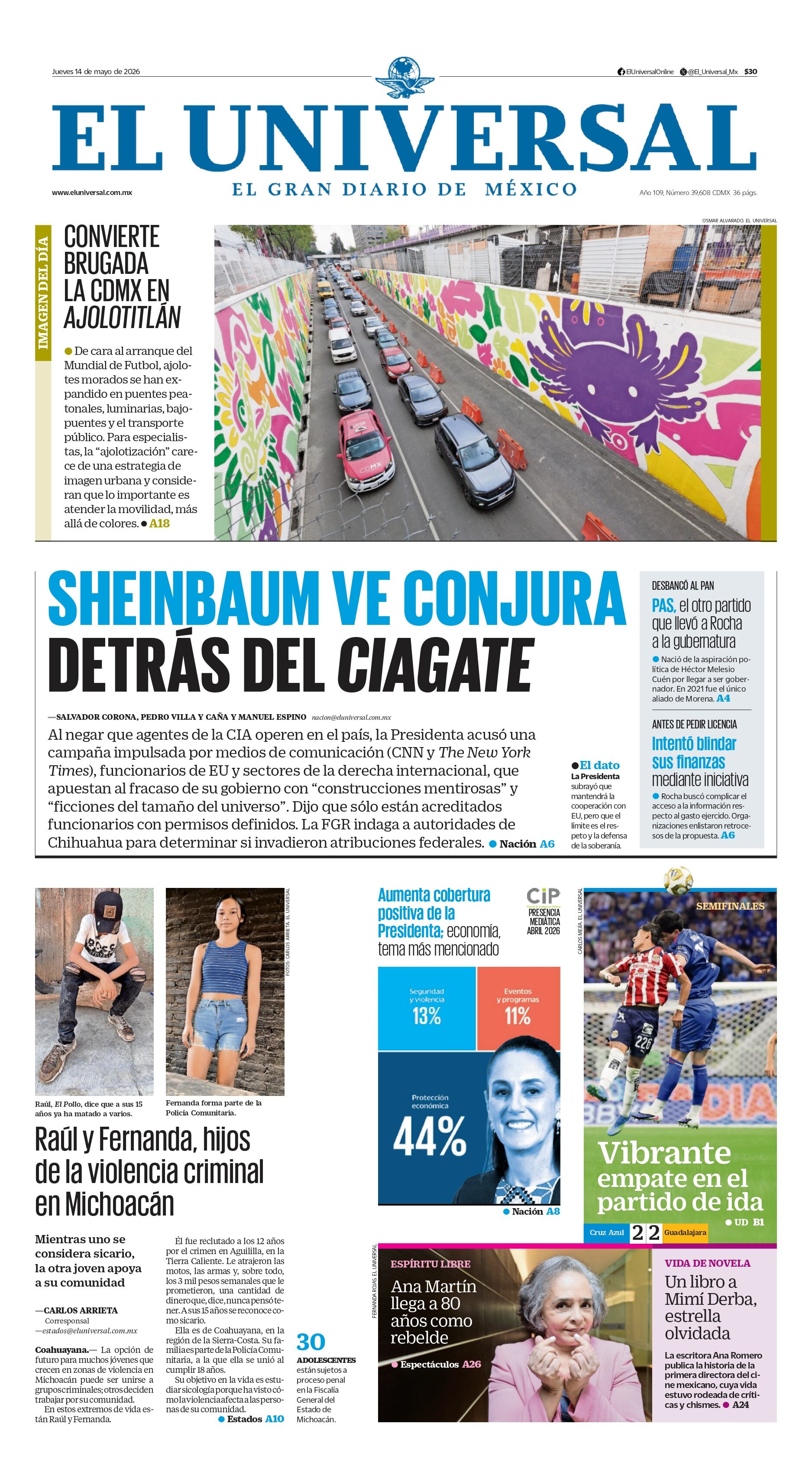 Portada impresa del 14 de mayo de 2026