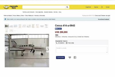 Ofrecen en 5.8 mdp avión que usó el mandatario para ir a jugar golf