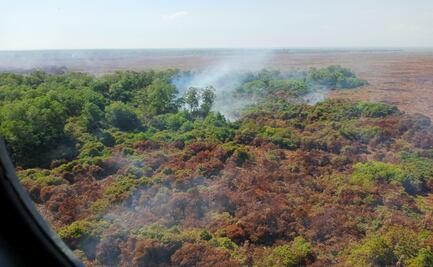 Semar apoya en combate de incendio en La Encrucijada, en Chiapas