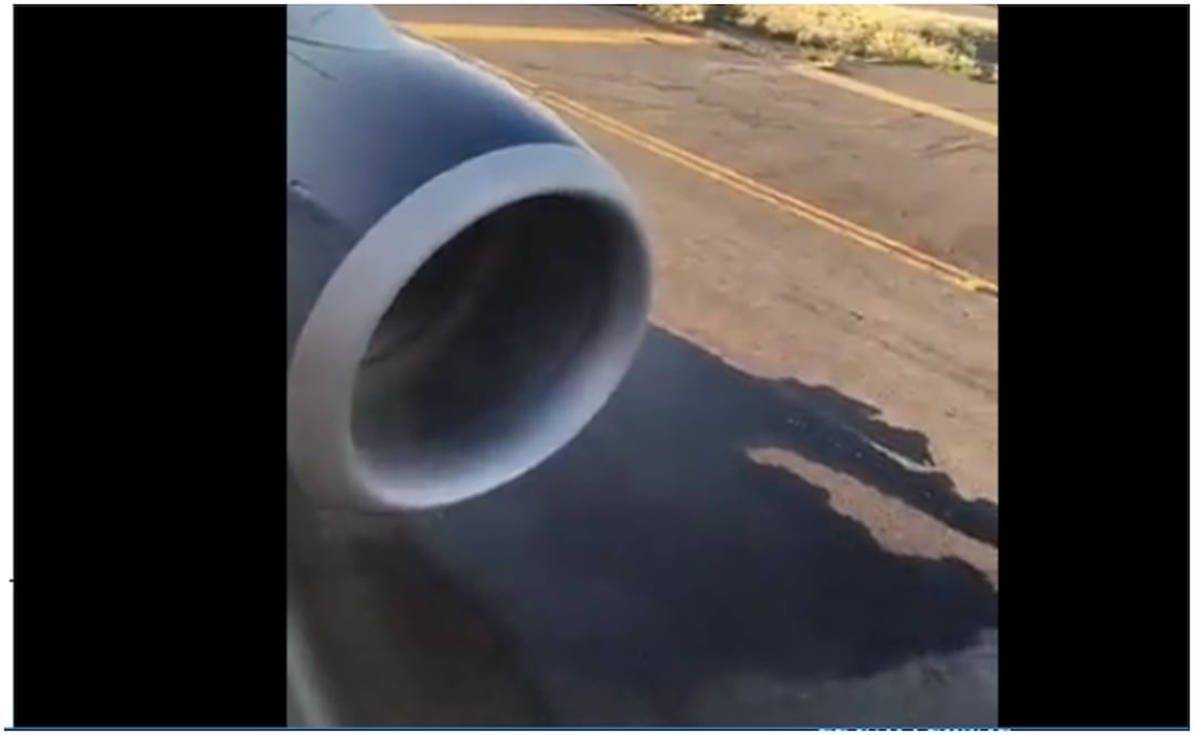 Usuarios reportaron en redes sociales que se trató del vuelo 370 que presentó una fuga de combustible, misma que fue detectada por los pilotos y personal de aeronave para tomar las medidas de seguridad correspondientes. Foto: Tomada de Video