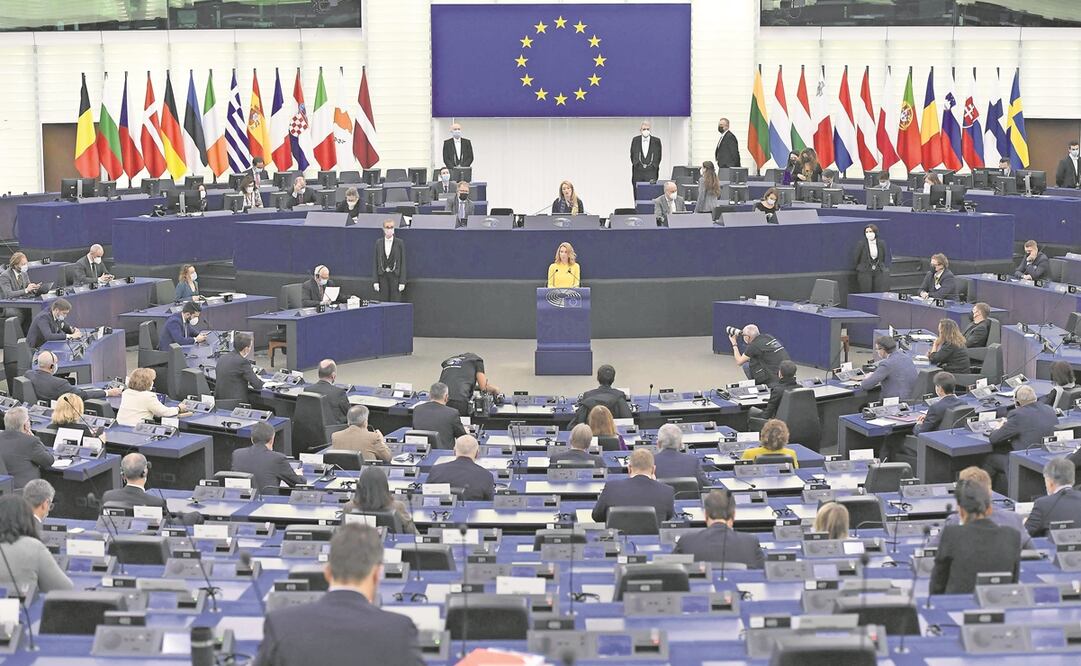 Diputados del Parlamento Europeo hablaron sobre la postura del gobierno mexicano de no enviar armas a Ucrania, tras la invasión de Rusia. Foto: Frederick Florin. AFP