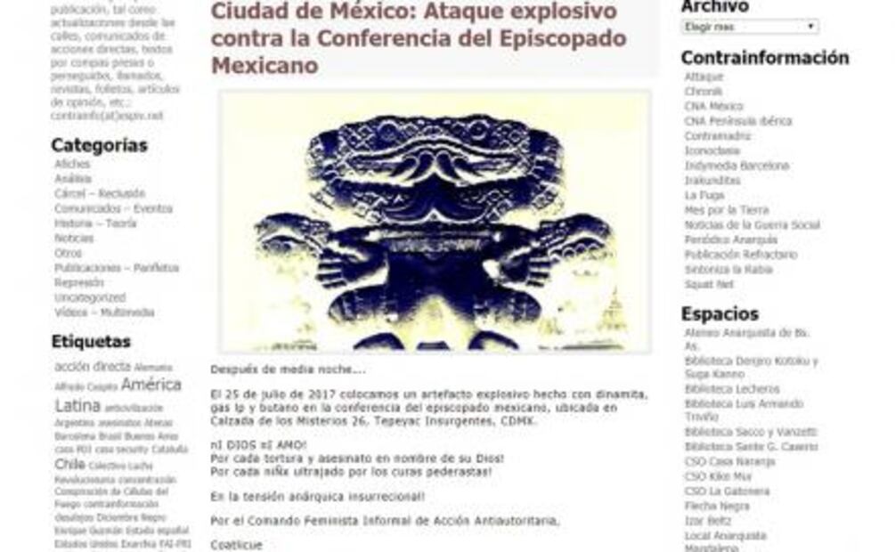 Grupo feminista se atribuye ataque contra sede del Episcopado